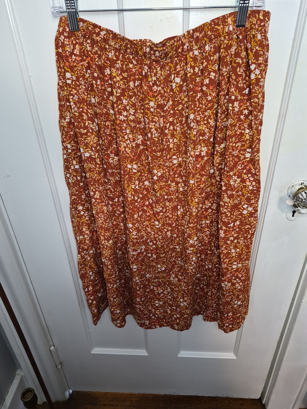Old Navy Burnt Orange Floral Midi Skirt Size Xl - Picture 4 of 4